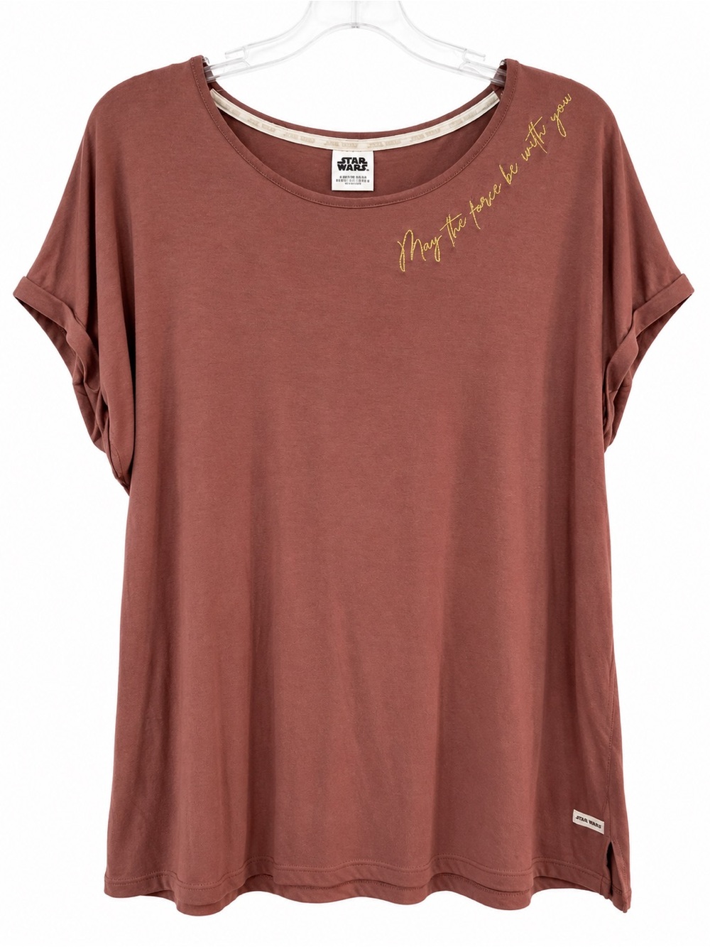 Star Wars Gold Embroidered Rust Scoop Neck Tee 1X